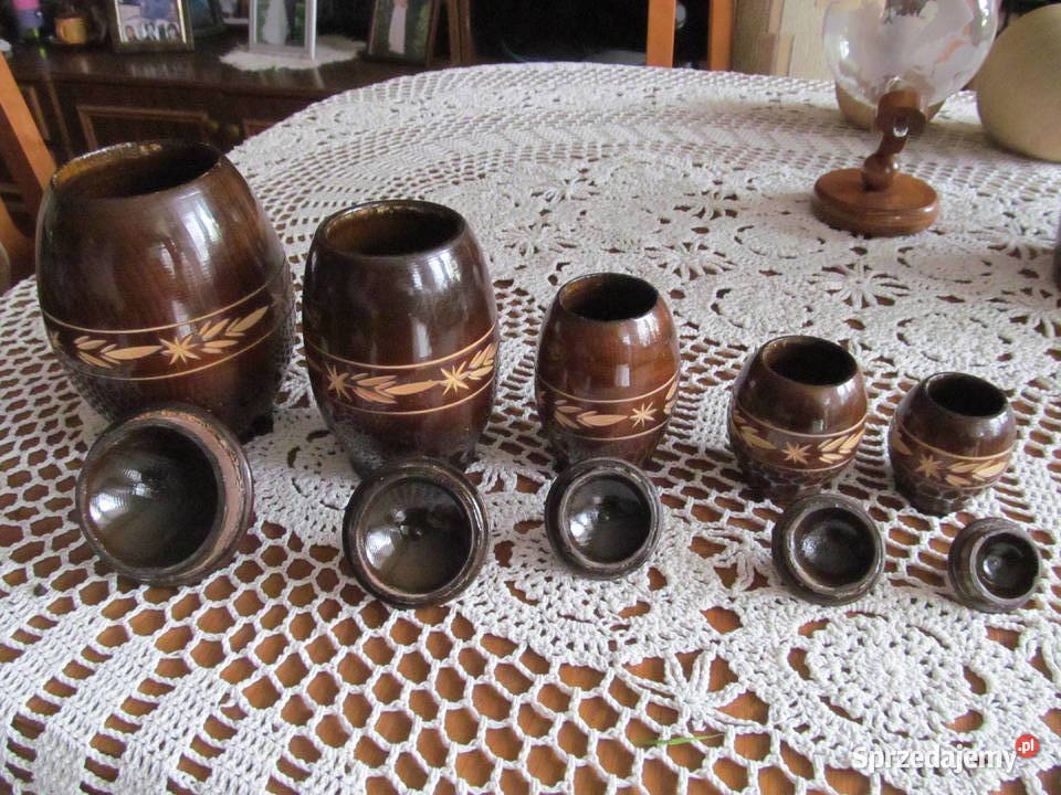 Naczynia dekoracyjne drewniane zestaw 5 Lublin