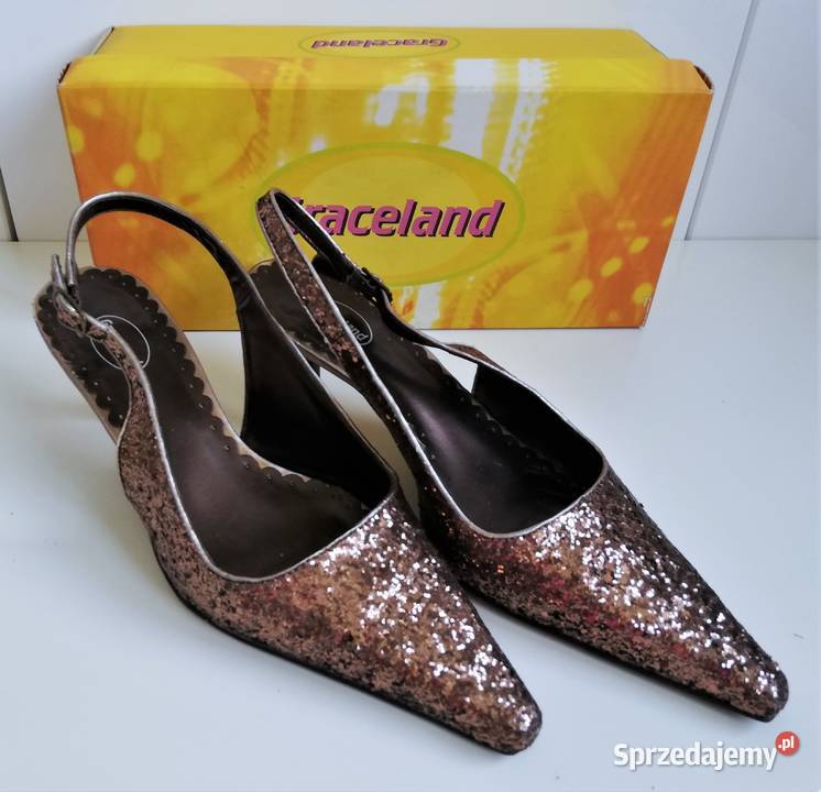 Brokatowe półbuty damskie Graceland w szpic z śląskie Katowice