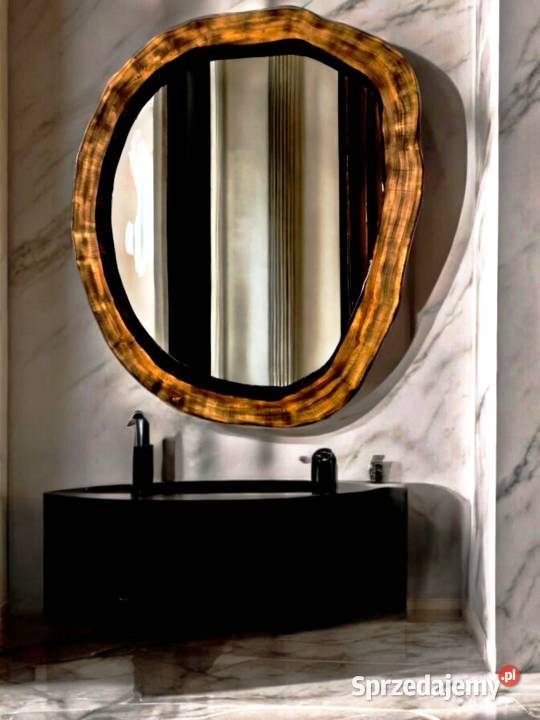 lustro drewniane do nowoczesnej łazienki owal Rzeszów