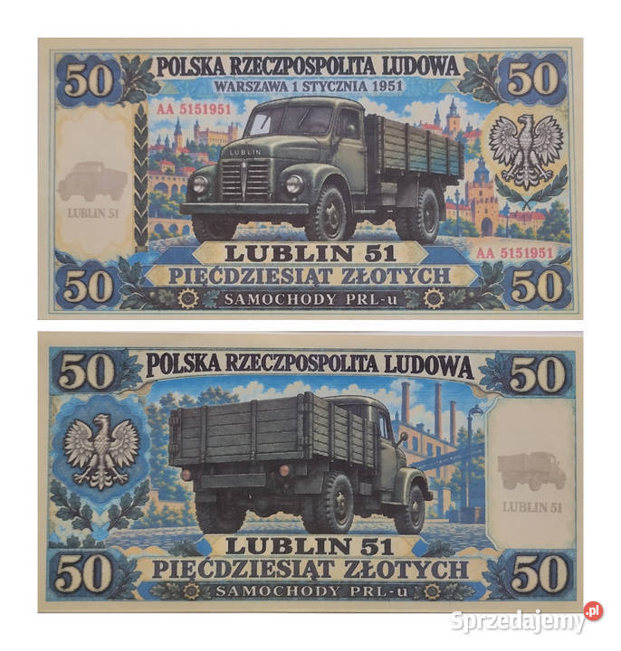 zestaw 14 banknotów z serii SAMOCHODY PRLu sprzedam