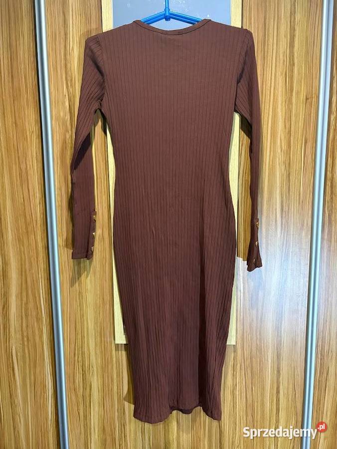 HDM brązowa sukienka w prążki małopolskie Kalwaria Zebrzydowska