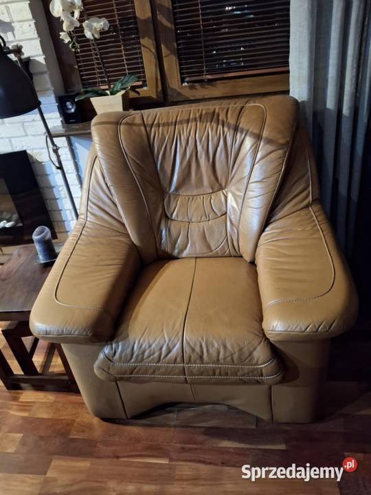Zestaw skórzany 2 kanapy fotel komplet sofy Warszawa