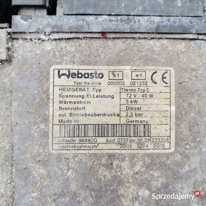Webasto thermo top c 12v 40w diesel Gubin