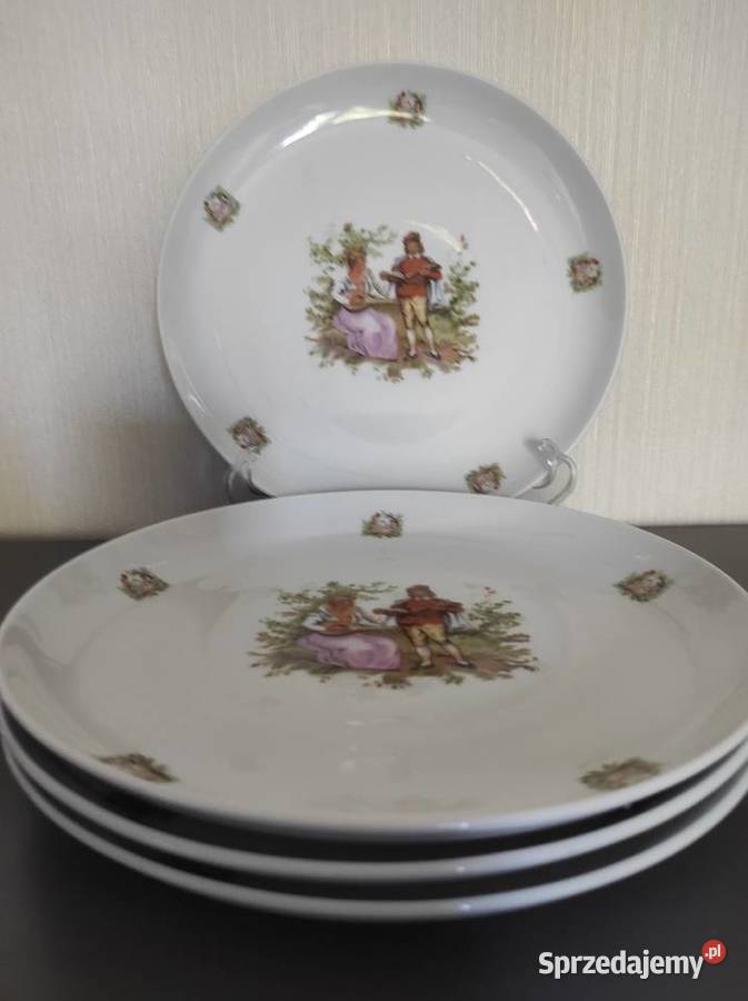 Talerzpatera stara porcelana scenki rodzajowe podlaskie Warpechy Stare