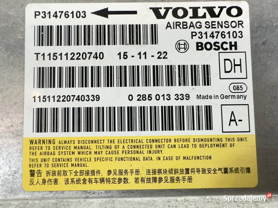 VOLVO XC60 LCI SENSOR STEROWNIK MODUŁ AIRBAG Międzychód