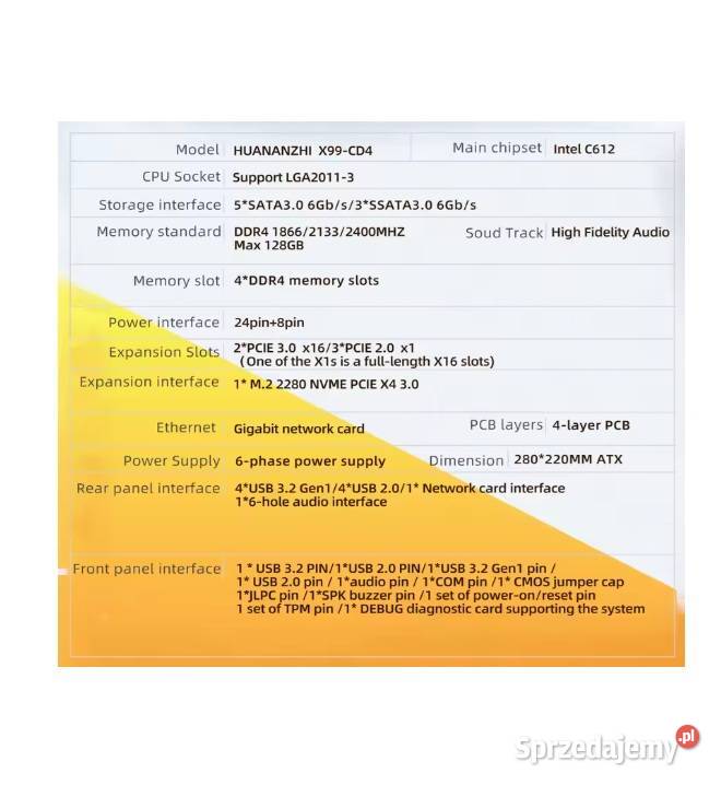 Płyta główna HUANANZHI X99CD4 LGA 20113 moduł Pozostałe śląskie Piekary Śląskie