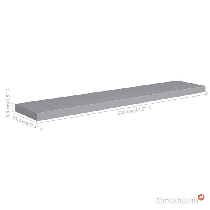Półki ścienne 2 szare 120x235x38 MDF WM323863