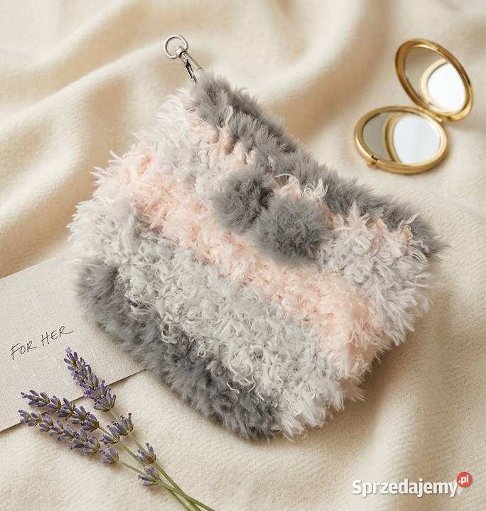 Mała puszysta torebka crochet ręczne robiona Piotrków Trybunalski
