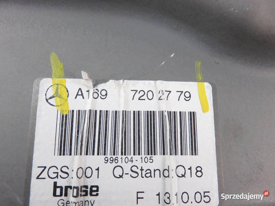 PODNOŚNIK SZYBY LEWY PRZEDNI MERCEDES W169