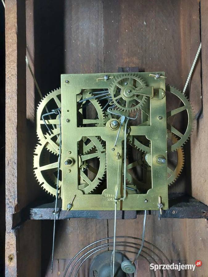 158 Stary zegar ścienny amerykański Waterbury Tczew