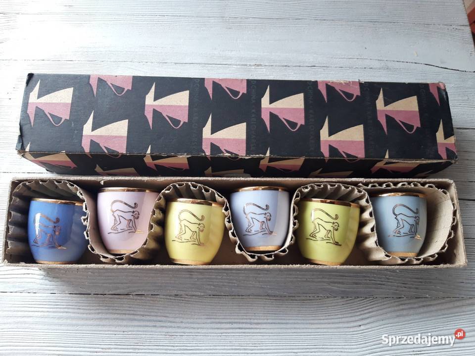 Kieliszki Johann Schuldes Keramik sygnatura JSK śląskie Bielsko-Biała