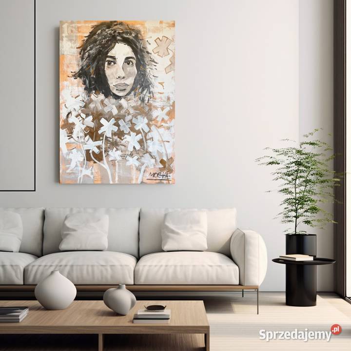 Portret kobiecy akryl na płótnie 130x90 Malarstwo Kraków sprzedam