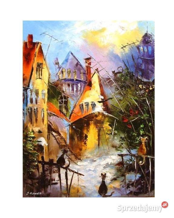 Kowalik Koty III 40x50 obraz olejny mazowieckie