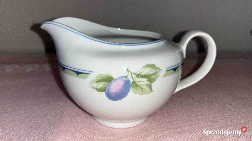 Mlecznik Camilla śliwka dekor na białej Porcelana i szkło Gdańsk sprzedam