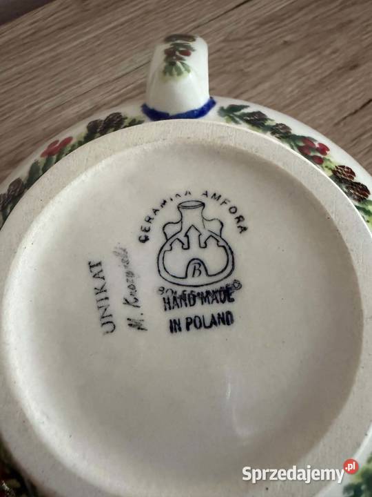 Zimowy duży kubek do grzańca Bolesławiec prl Przedbórz