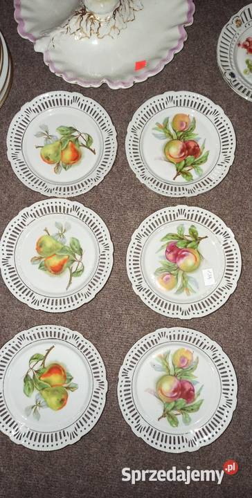 Talerzyki z owocami Ażurowe Białe Bez sygnatury Porcelana i szkło Gdańsk sprzedam