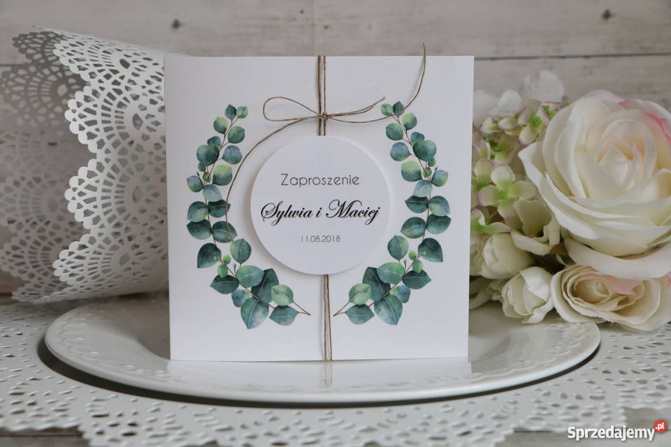 Zaproszenia ślubne z eukaliptusem A028 KSP Pozostałe Bydgoszcz