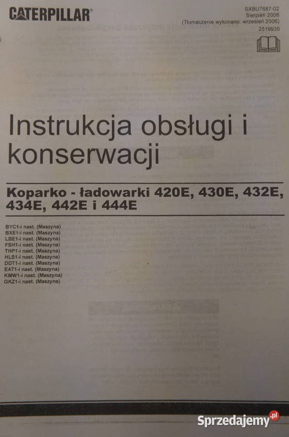 Instrukcja obsługi DTR CAT CATERPILLAR 420E 430E świętokrzyskie Kielce