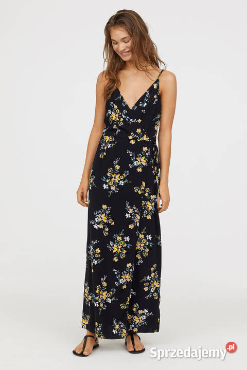 Sukienka HM czarna żółte kwiaty 46 3XL plus size sprzedam