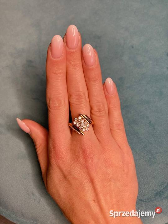 Nowy pozłacany bogaty pierścionek kryształki podkarpackie Nisko sprzedam