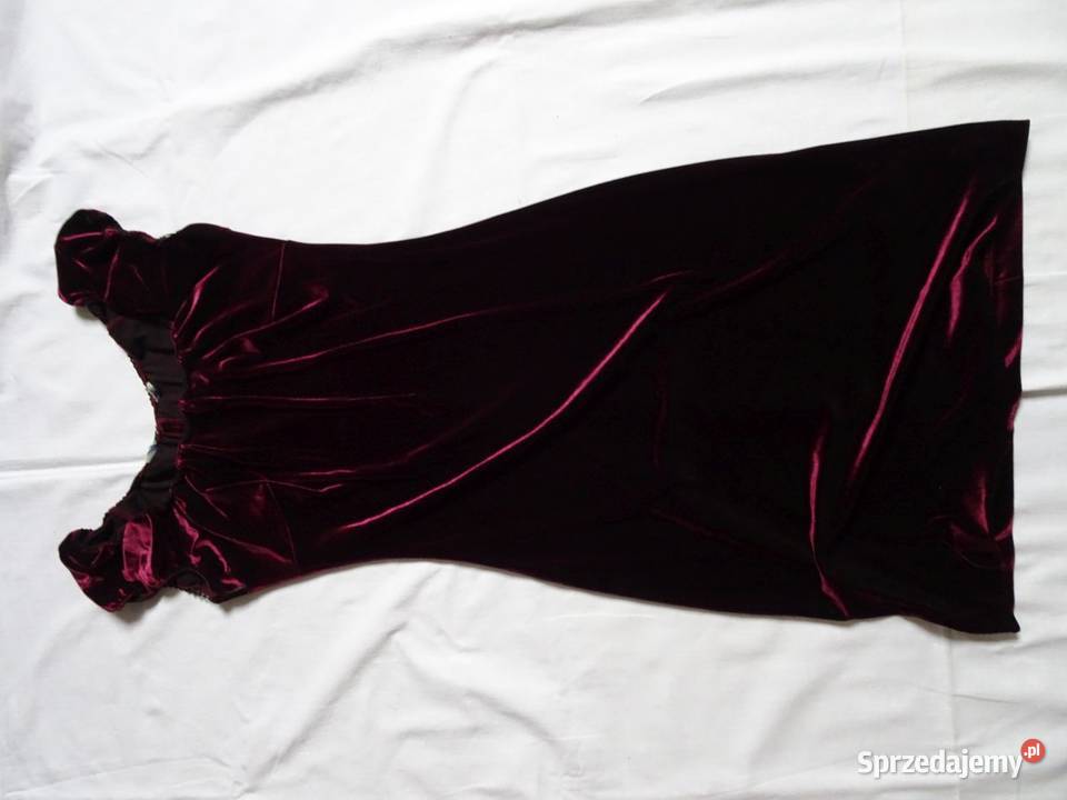 Elegancka Bordowa Sukienka Welurowa 34 36 Welur Ołówkowa  Nowy Sącz sprzedam