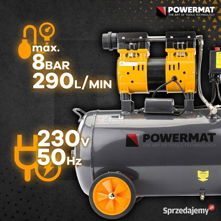 Kompresor bezolejowy 50l sprężarka 8 bar 290lmin