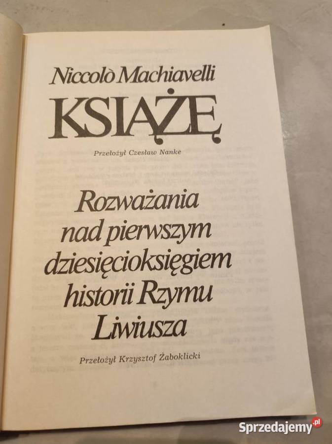 Niccolo Machiavelli Książę Rozważania pierwszym Kielce sprzedam