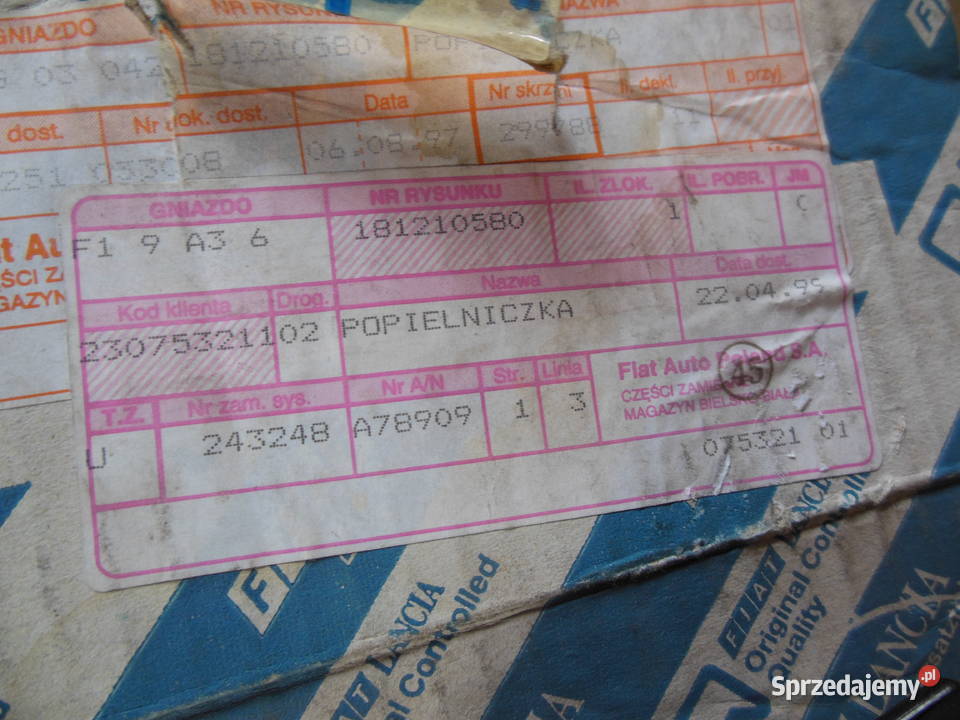FIAT TIPO POPIELNICZKA KOD 181210580 NOWA osobowe