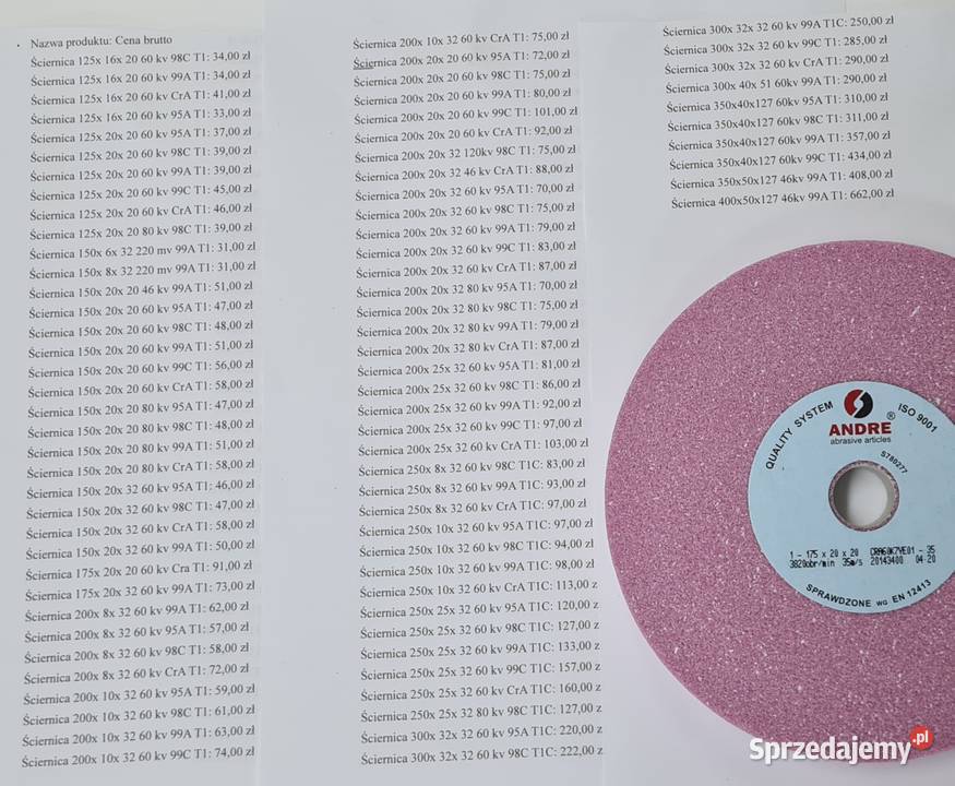 Kamień ścierny 400x50x127 95A 60K Lublin sprzedam