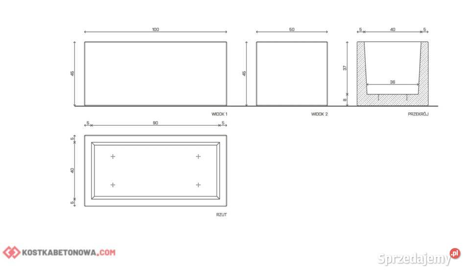 Betonowa Donica Lungo 100 dolnośląskie Wrocław