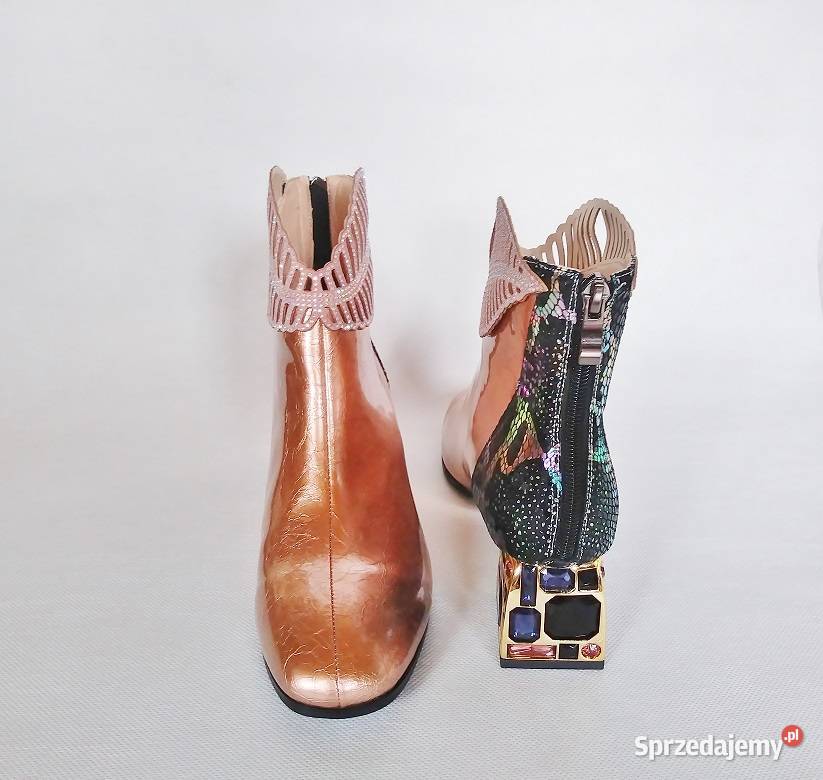 Botki skórzane z kamieniami 39 Kozaki pomorskie Miastko