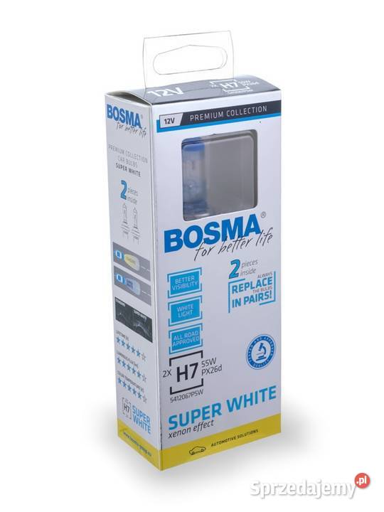 Żarówki H7 12V Bosma Super White 4300K komplet 2 Żarówki samochodowe śląskie