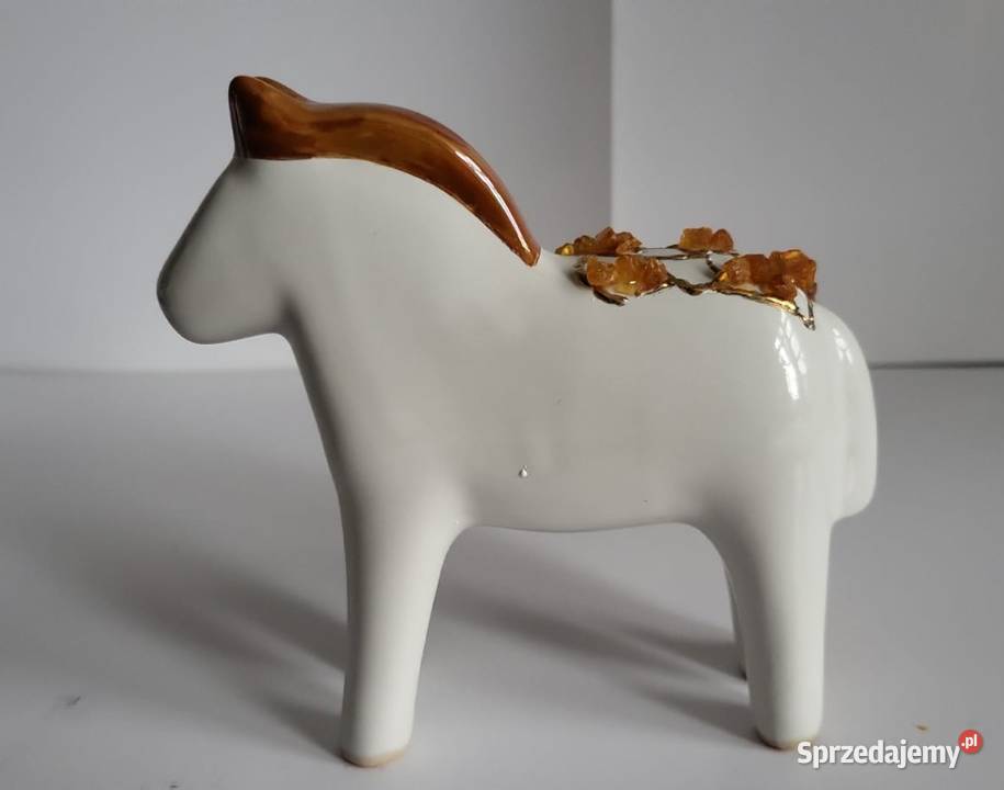 Koń Figurka Konik ceramiczny ręcznie malowany Antyki, Sztuka, Kolekcje pomorskie Sierakowice
