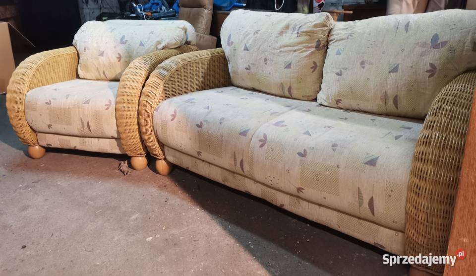 Komplet sofa plus fotel rattan Trzcianka