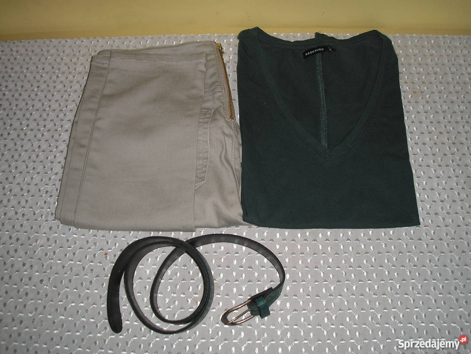 spodnie złote zamki 38 Vero moda bluzka pasek pomorskie Słupsk sprzedam