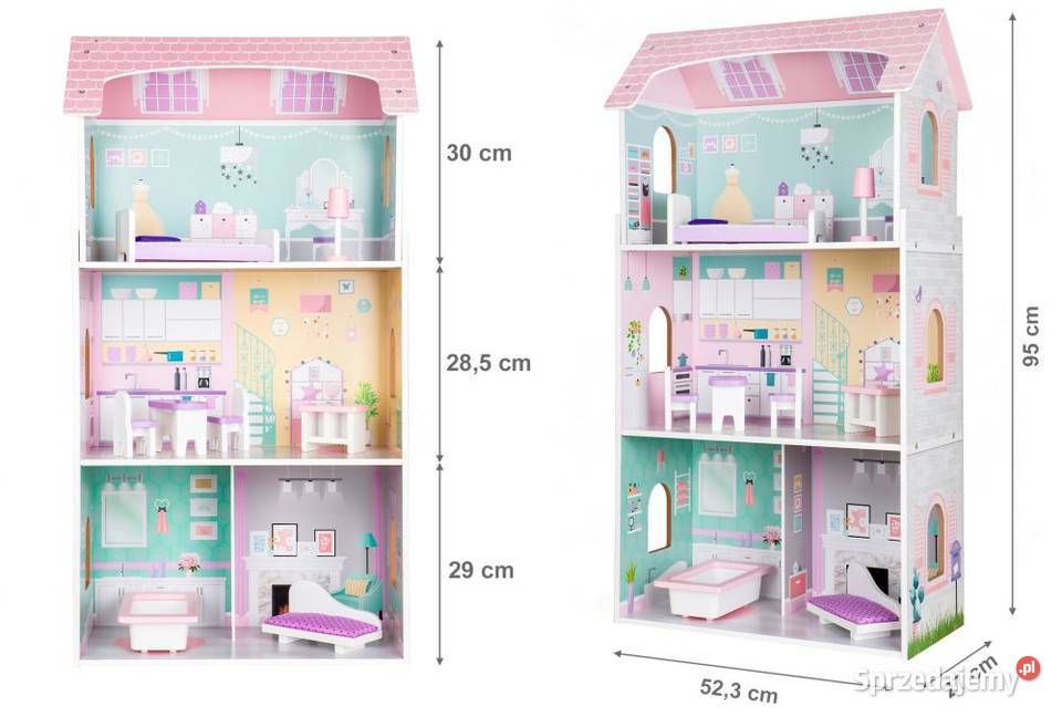 Drewniany wysoki domek lalek Rezydencja Jagodowa podlaskie