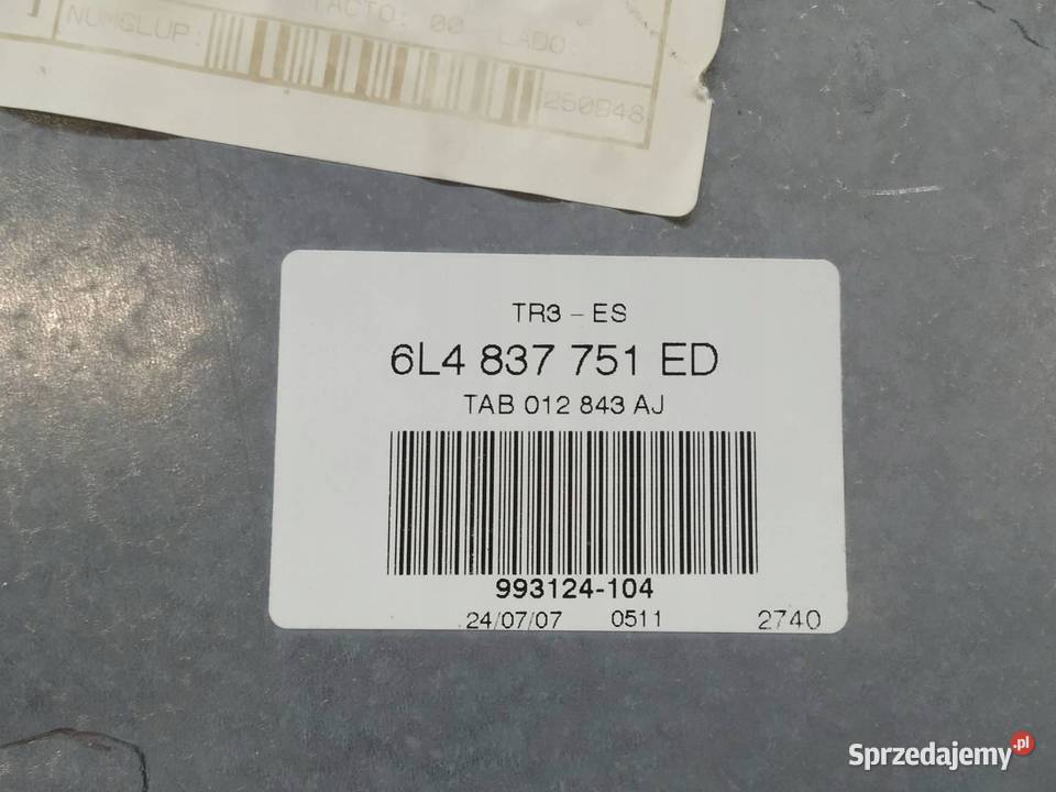MECHANIZM SZYBY LEWY PRZÓD IBIZA III 6L2959802A