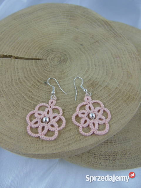 Kolczyki frywolitkowe różne wzory i kolory Wiśniowa
