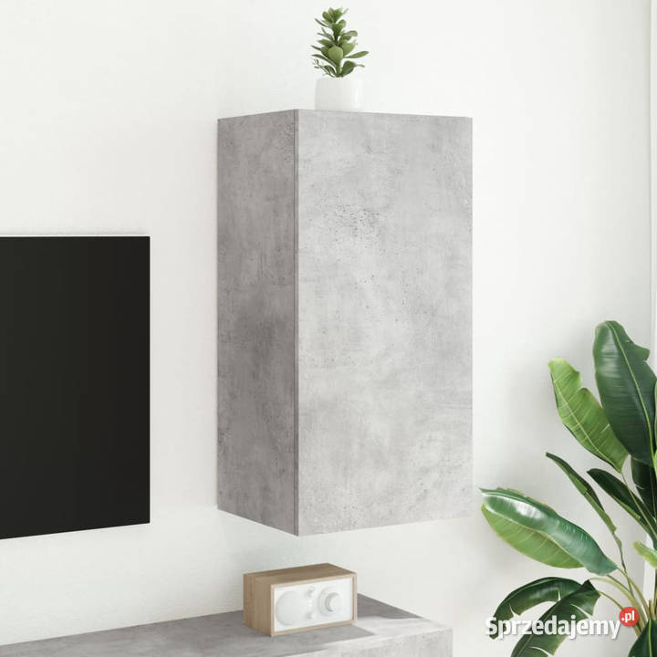 Ścienna szafka TV z LED szarość betonu 405x35x80 Warszawa