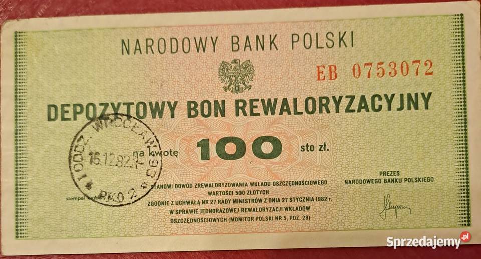 Depozytowy bon 100 Pozostałe Wrocław