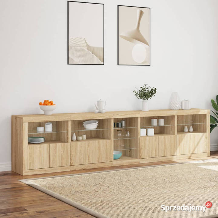 Szafka z oświetleniem LED dąb sonoma 283x37x67 Pozostałe mazowieckie Warszawa sprzedam