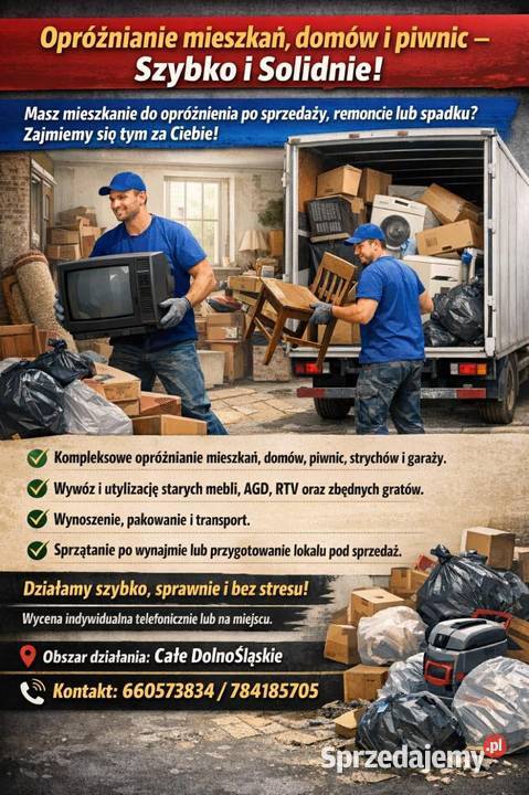 Oprożnianie mieszkań domów piwnic strychów i Kłodzko