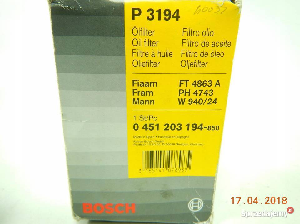 FILTR OLEJU ALFA ROMEO 1647590ALFETTA osobowe Oleju