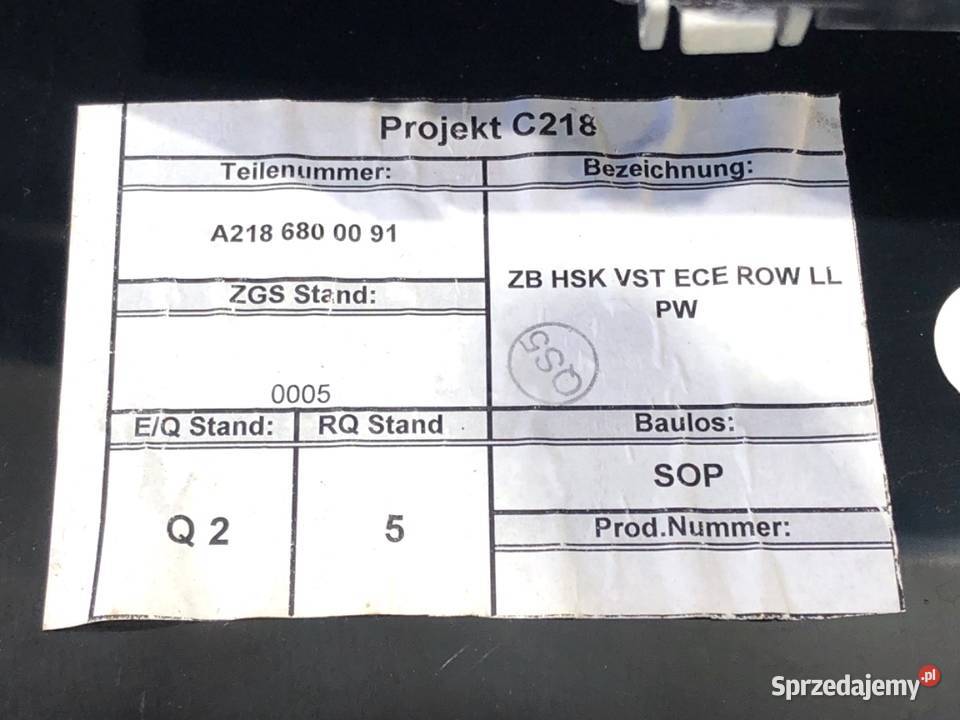 SCHOWEK PASAŻERA MERCEDES C218 Hatchback 1117 Schowki, półki podkarpackie