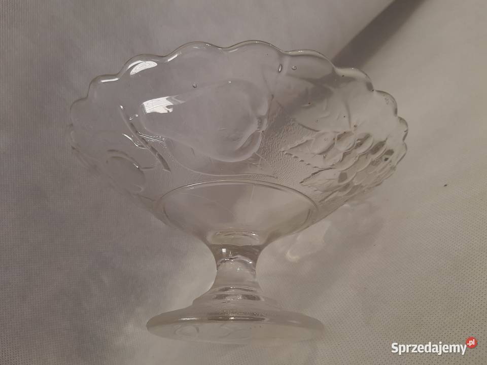 Piękna duża pateramisa z grubego szkła w owoce Porcelana i szkło Inowrocław
