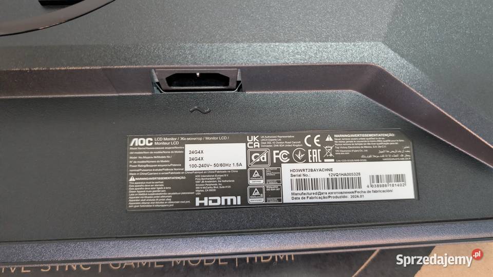 Monitor AOC G4 24G4X 238 1920x1080px IPS 180Hz 24" śląskie Ruda Śląska