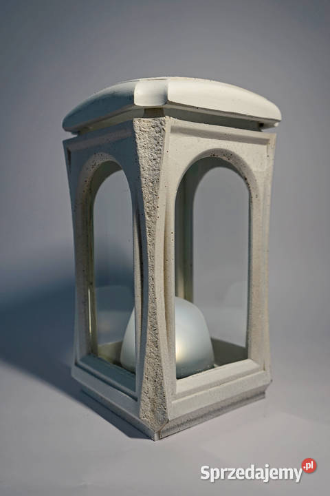 Biały znicz żywiczny lampion retro Częstochowa