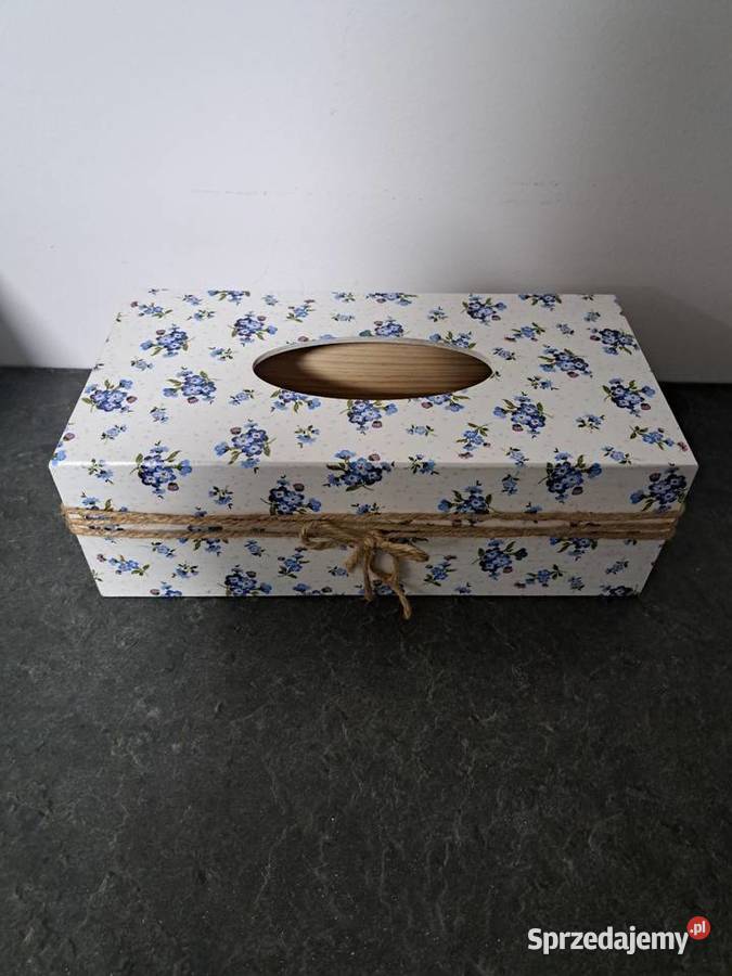 Chustecznik decoupage niebieskie kwiatuszki Rękodzieło Kędzierzyn-Koźle