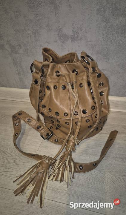 Torebka damska beżowa camel worek plus łódzkie Łódź