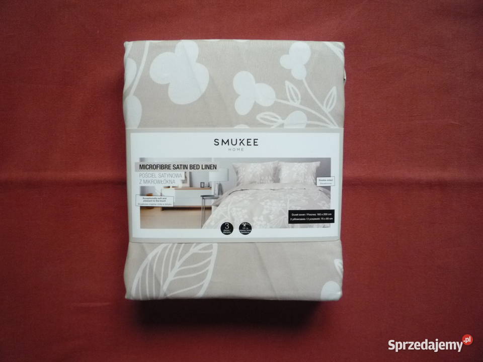 Smukee nowa beżowa pościel satynowa mikrowłókno sprzedam